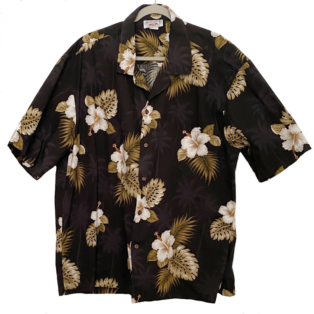 Mens casual, collar, button-down, print, short-sleeve, size 3XL